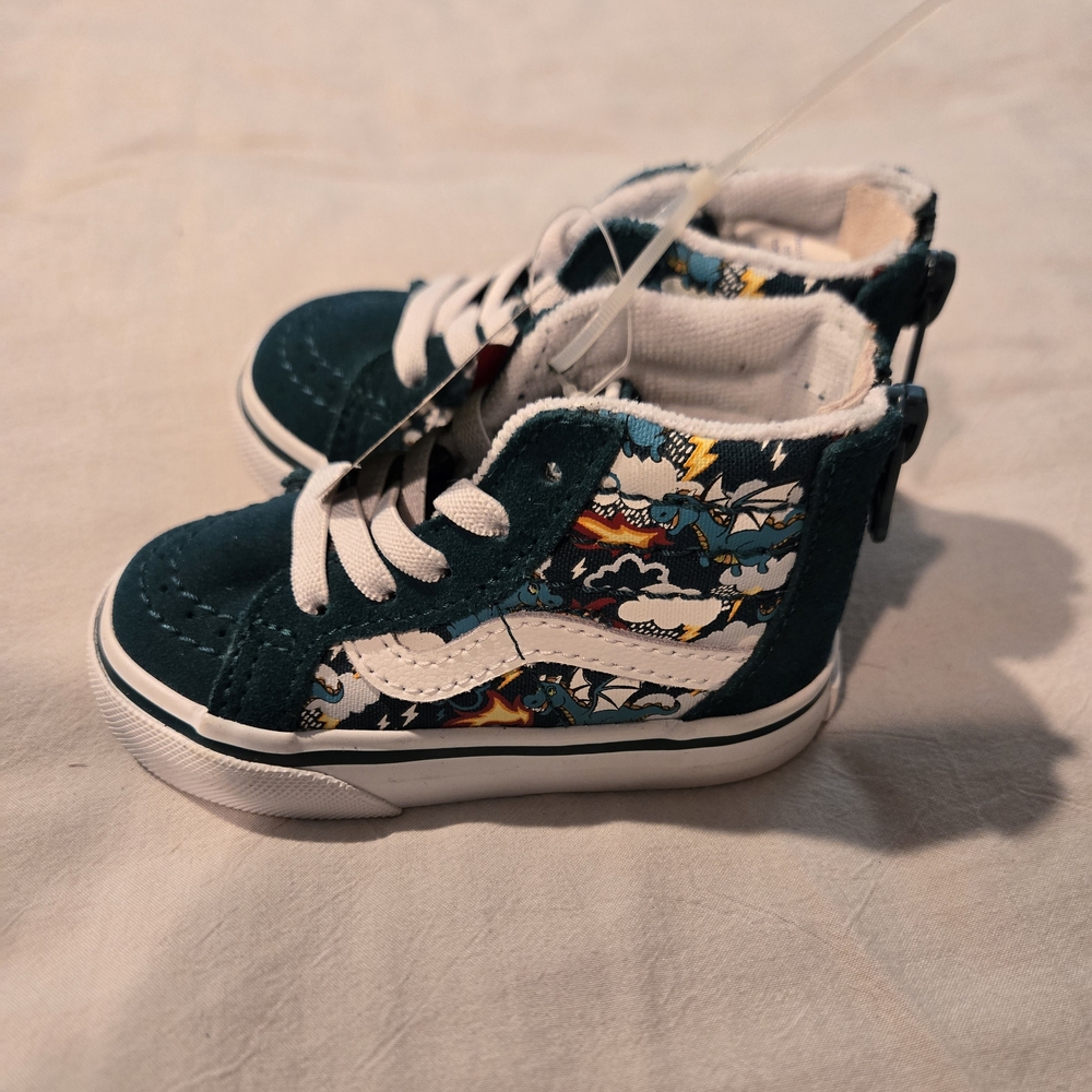 Vans Kids High-Top Sneakers - Teal and White